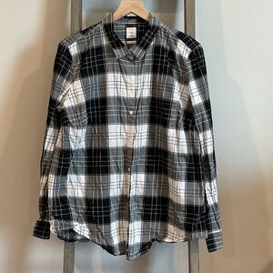 GAP Black and White Cotton Plaid Shirt